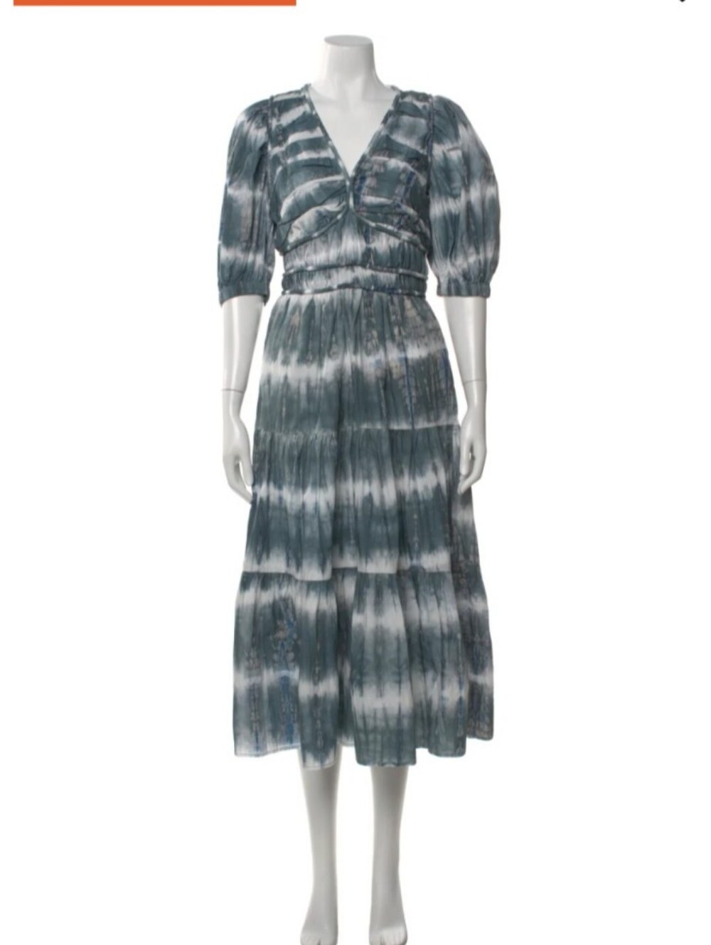 Sea Puff Sleeve Dress- Blue/White